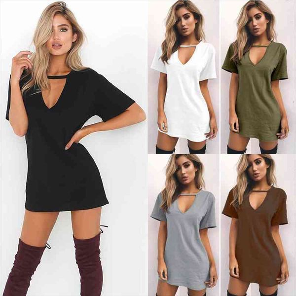 t shirt casual loose fashion womens dresses v neck long female streetwear summer clothes, Black;gray
t shirt casual loose fashion womens dresses v neck long female streetwear summer clothes, Black;gray