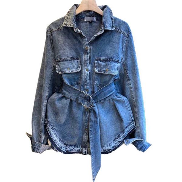 women's jackets 2021 spring fashion pocket ring belt denim jacket women slim waist belted single breasted jeans coat, Black;brown
women's jackets 2021 spring fashion pocket ring belt denim jacket women slim waist belted single breasted jeans coat, Black;brown