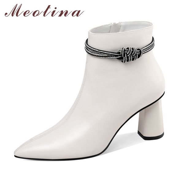 meotina crystal real leather high heel ankle boots women shoes pointed toe thick heels zip short boots female autumn winter 41 210520, Black
meotina crystal real leather high heel ankle boots women shoes pointed toe thick heels zip short boots female autumn winter 41 210520, Black