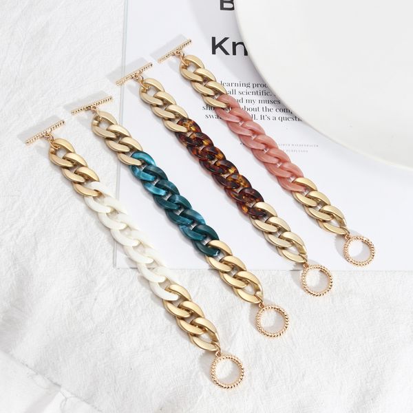 korean style hip hop style colorful acrylic chain ot toggle clasp bracelet for women gift, Black 
korean style hip hop style colorful acrylic chain ot toggle clasp bracelet for women gift, Black