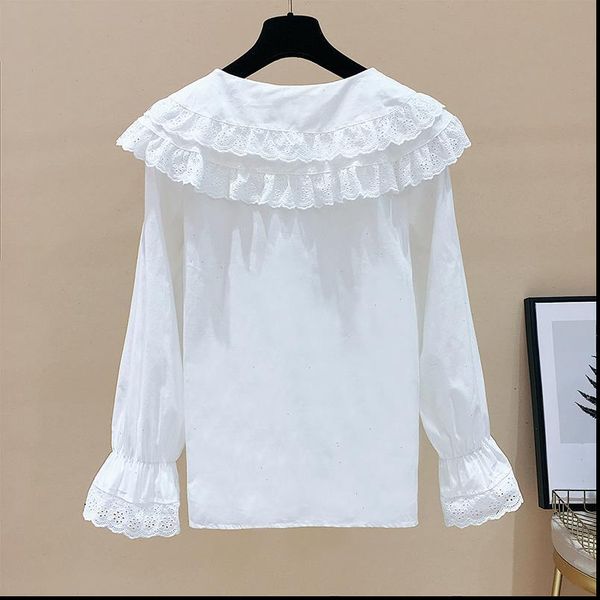 fashion spring autumn style women shirts casual peter pan collar long sleeve loose blusa df3369, White
fashion spring autumn style women shirts casual peter pan collar long sleeve loose blusa df3369, White