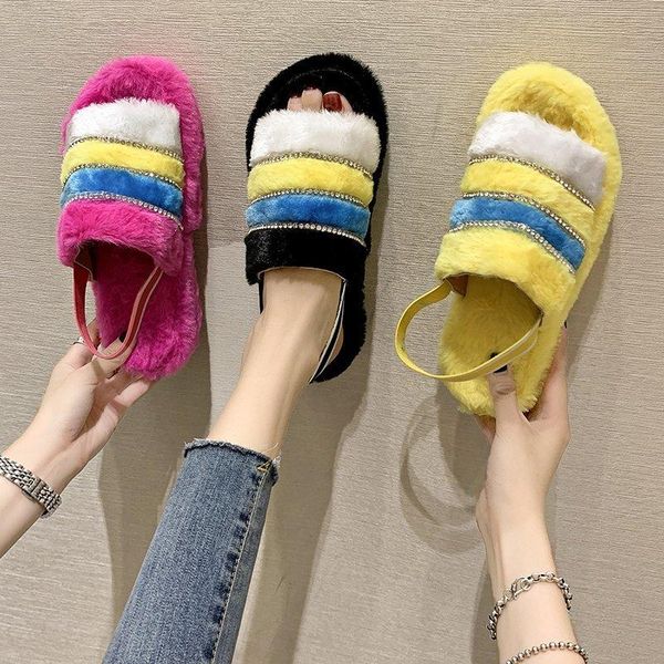slippers designer ladies fur rhinestone thick-soled slope heel fluffy furry outer shoes women plus size, Black
slippers designer ladies fur rhinestone thick-soled slope heel fluffy furry outer shoes women plus size, Black