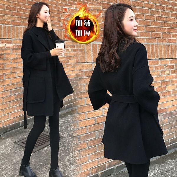korean loose tweed coat for autumn and winter 2021 female small short student thickened double-sided cashmere wool, Black
korean loose tweed coat for autumn and winter 2021 female small short student thickened double-sided cashmere wool, Black