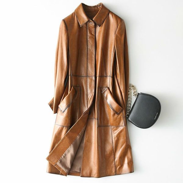 women's leather & faux real genuine jacket women long autumn 100% sheepskin coat windbreaker jackets cuero genuino kqn28217, Black
women's leather & faux real genuine jacket women long autumn 100% sheepskin coat windbreaker jackets cuero genuino kqn28217, Black