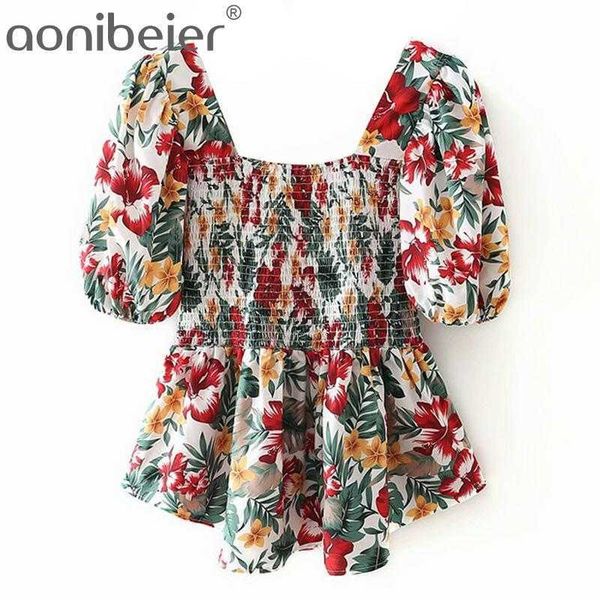 flower print beach holiday chiffon blouses chic puff sleeve shirred square collar women pullovers summer slim 210604, White
flower print beach holiday chiffon blouses chic puff sleeve shirred square collar women pullovers summer slim 210604, White