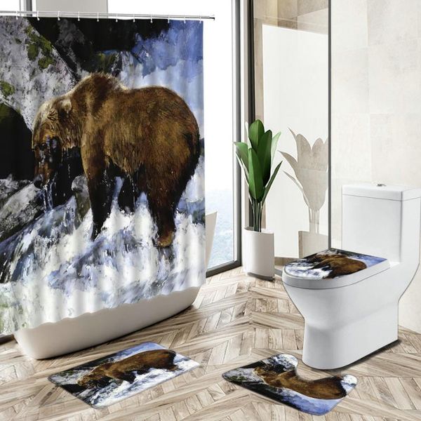 shower curtains wild animal oil painting curtain brown bear elephant leopard wolf print home non-slip carpet toilet cover floor mat set
shower curtains wild animal oil painting curtain brown bear elephant leopard wolf print home non-slip carpet toilet cover floor mat set