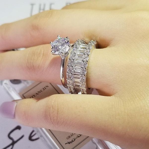 cluster rings original solid 925 sterling silver cubic zirconia for women wedding ring set eternity band wholesale christmas gift r5709, Golden;silver
cluster rings original solid 925 sterling silver cubic zirconia for women wedding ring set eternity band wholesale christmas gift r5709, Golden;silver