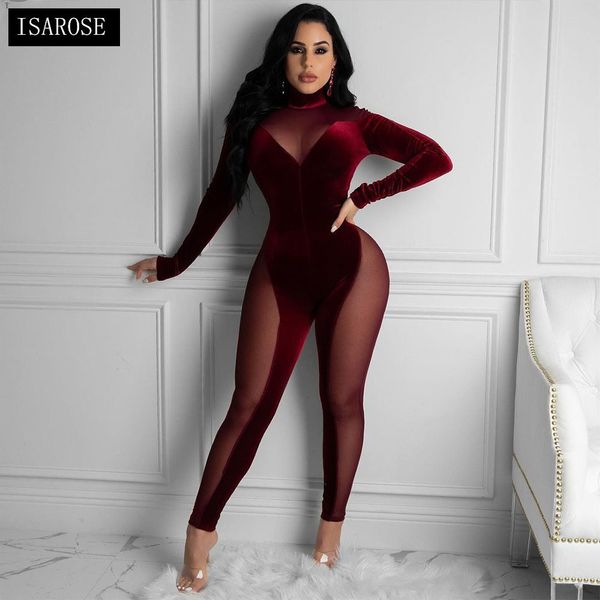 isarose women mesh deep v jumpsuits soft velvet turtleneck long sleeve side voile skinny fit one-piece pencil pant jumpsuit 210422, Black;white
isarose women mesh deep v jumpsuits soft velvet turtleneck long sleeve side voile skinny fit one-piece pencil pant jumpsuit 210422, Black;white