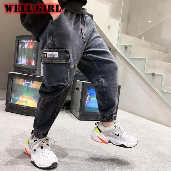 korean fashion boy jeans pants high waist solid letters print pocket kids bottoms elastic capris teens children 6 to 16 yrs, Blue
korean fashion boy jeans pants high waist solid letters print pocket kids bottoms elastic capris teens children 6 to 16 yrs, Blue