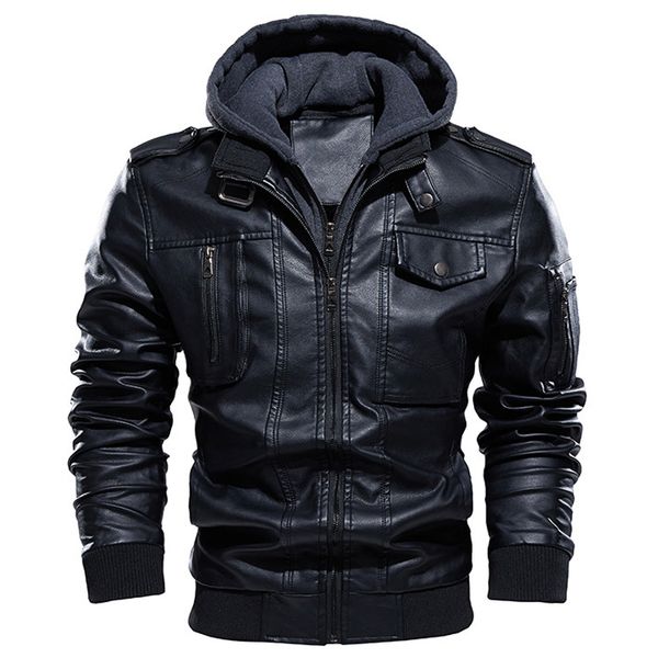 motorcycle jacket men casual pu leather jackets man winter thick warm vintage hooded collar club bomber leather coats chaqueta, Black
motorcycle jacket men casual pu leather jackets man winter thick warm vintage hooded collar club bomber leather coats chaqueta, Black