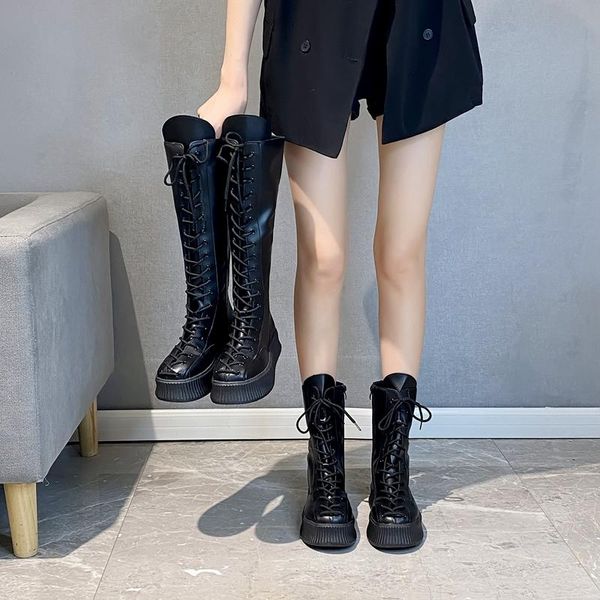 boots yuke women's lace-up round toe breathable female knee-high boot handmade platform fashion office ladies shoes, Black
boots yuke women's lace-up round toe breathable female knee-high boot handmade platform fashion office ladies shoes, Black