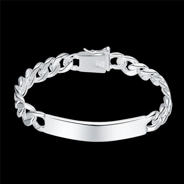 925 sterling silver 2pcs bracelet 10mm smooth sideways chain for men women wedding engagement party jewelry 820 z2, Black
925 sterling silver 2pcs bracelet 10mm smooth sideways chain for men women wedding engagement party jewelry 820 z2, Black
