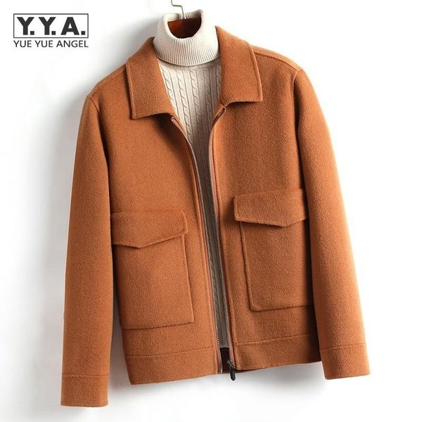 men's wool & blends autumn winter men double sided coats solid color business casual woolen overcoat lapel slim fit short jackets, Black
men's wool & blends autumn winter men double sided coats solid color business casual woolen overcoat lapel slim fit short jackets, Black