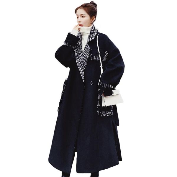 women's wool & blends fashion woolen coat mid-length 2021 autumn winter jackets style black stitching coats female overcoats 21b
women's wool & blends fashion woolen coat mid-length 2021 autumn winter jackets style black stitching coats female overcoats 21b