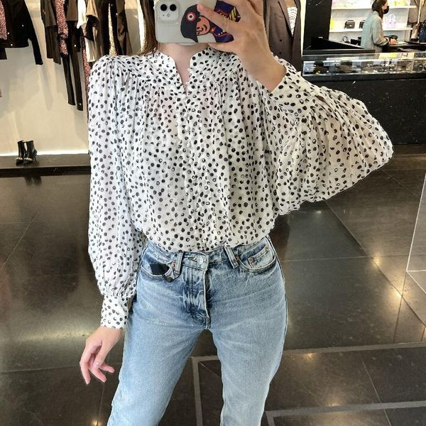 women's blouses & shirts women shirt 2021 fall retro print polka dot lantern sleeve long-sleeved loose, White
women's blouses & shirts women shirt 2021 fall retro print polka dot lantern sleeve long-sleeved loose, White