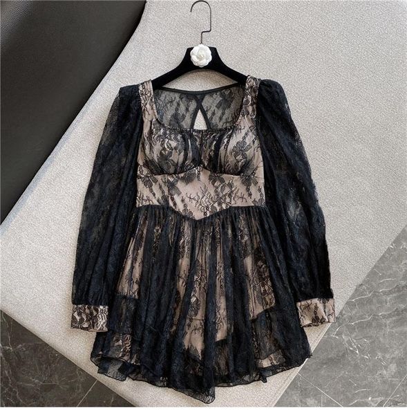 casual dresses high street est fashion 2021 designer women's mesh puff sleeve lace dress, Black;gray
casual dresses high street est fashion 2021 designer women's mesh puff sleeve lace dress, Black;gray