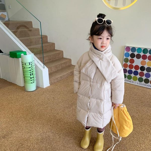 down coat winter fashion kids thick quilted long style loose coats with neckerchief girls padding jackets outwears 1-7y, Blue;gray
down coat winter fashion kids thick quilted long style loose coats with neckerchief girls padding jackets outwears 1-7y, Blue;gray