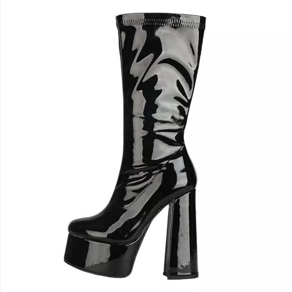 boots women's winter shoes knee-length platform thick heel zipper rose red ankle, Black
boots women's winter shoes knee-length platform thick heel zipper rose red ankle, Black