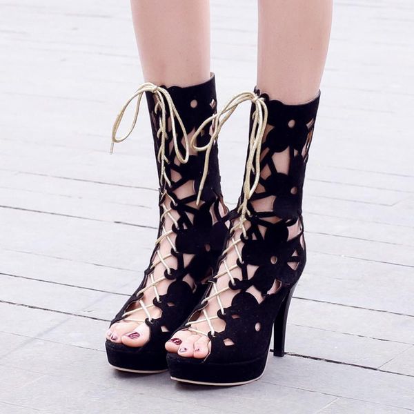 womens summer shoes peep toe high heels hollow flower cross tied lace up platform gladiator sandals women plus size, Black
womens summer shoes peep toe high heels hollow flower cross tied lace up platform gladiator sandals women plus size, Black