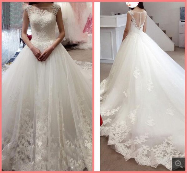 latest style ball gown white lace appliques cap sleeve wedding dresses beaded chapel train sheer back bridal gowns princess puffy elegant br
latest style ball gown white lace appliques cap sleeve wedding dresses beaded chapel train sheer back bridal gowns princess puffy elegant br