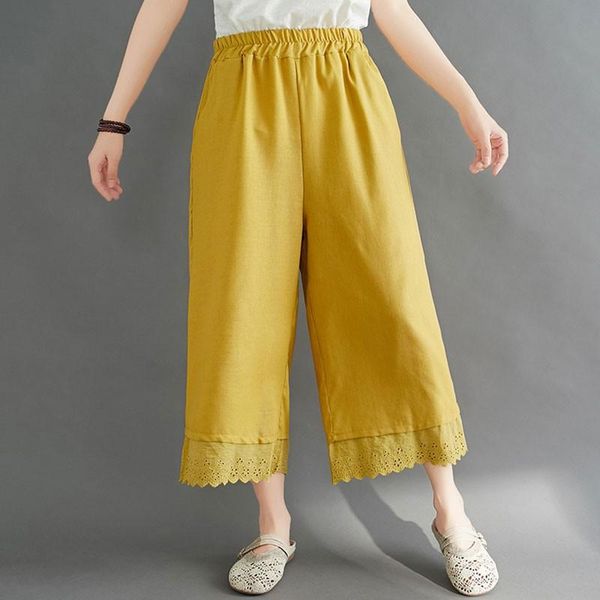 women cotton linen casual wide leg pants arrival 2021 summer simple style elastic waist loose female calf-length s2818 women's & capris, Black;white
women cotton linen casual wide leg pants arrival 2021 summer simple style elastic waist loose female calf-length s2818 women's & capris, Black;white