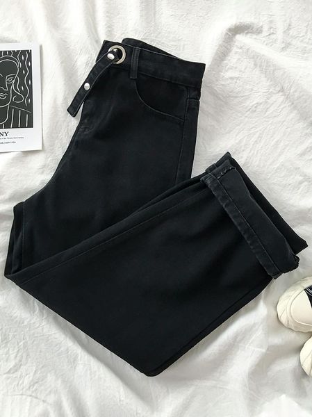 high waist straight black jeans women 2021 spring all matched loose wide leg pants fashion female denim trousers, Blue
high waist straight black jeans women 2021 spring all matched loose wide leg pants fashion female denim trousers, Blue