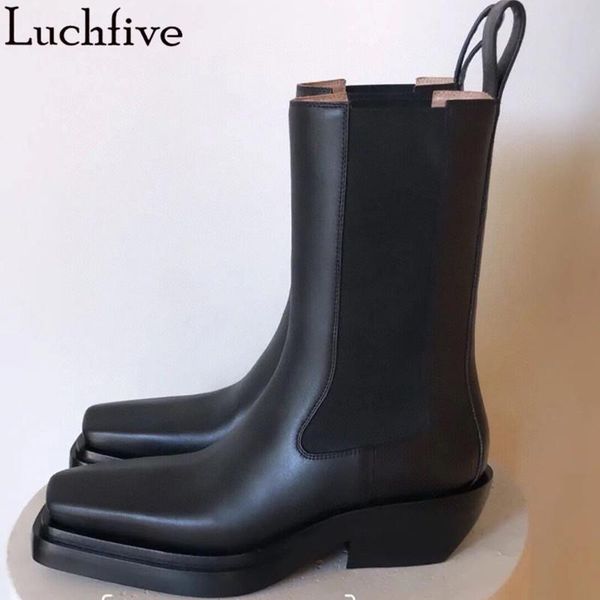 boots genuine leather ankle square toe party shoes med heels women's platform black white sapatos feminina
boots genuine leather ankle square toe party shoes med heels women's platform black white sapatos feminina