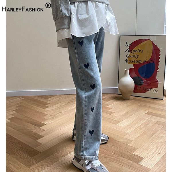 women's jeans harleyfashion women casual love printing loose straight high waist vintage versatile wide leg pants streetstyle, Blue
women's jeans harleyfashion women casual love printing loose straight high waist vintage versatile wide leg pants streetstyle, Blue