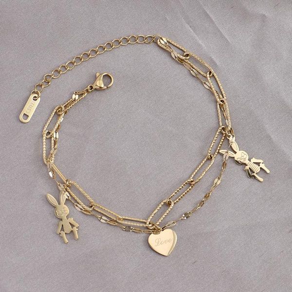 link, chain titanium steel double love bracelet fashion personality temperament simple design sense female, Black
link, chain titanium steel double love bracelet fashion personality temperament simple design sense female, Black