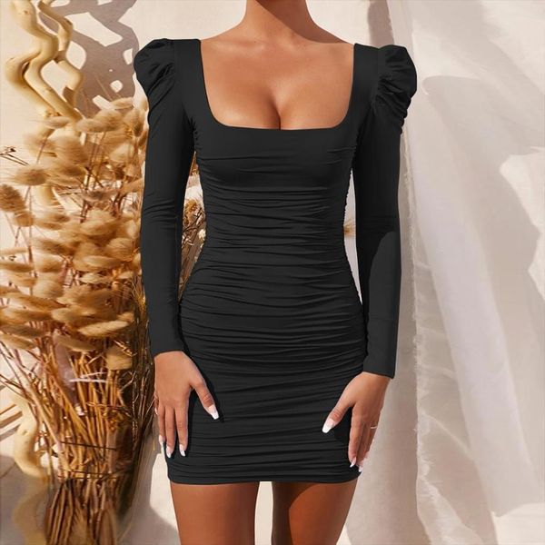 fashion autumn mini women dress long sleeve square collar pleated robe female streetwear party vestido pack hip, Black;gray
fashion autumn mini women dress long sleeve square collar pleated robe female streetwear party vestido pack hip, Black;gray