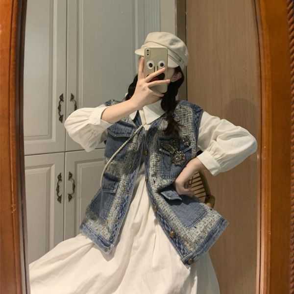 women's vests cowboy vest female spring autumn retro heavy industry fragrant wind diamond casual sleeveless waistcoat, Black;white
women's vests cowboy vest female spring autumn retro heavy industry fragrant wind diamond casual sleeveless waistcoat, Black;white