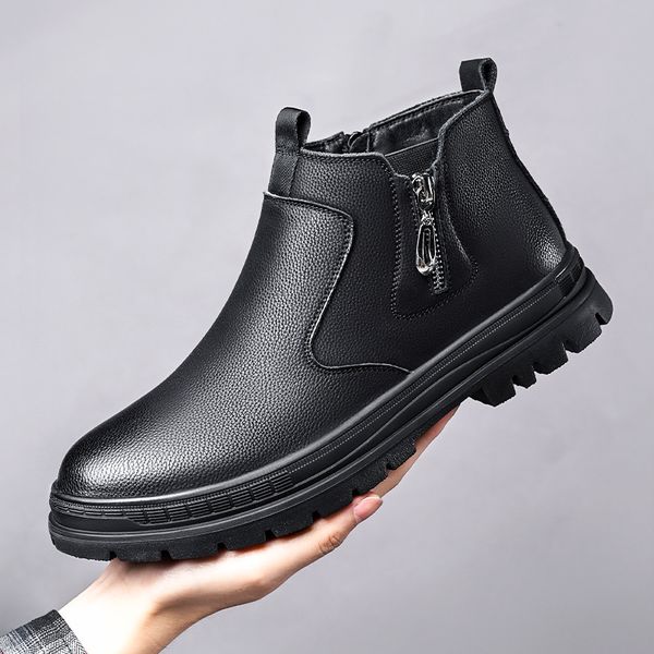 man winter chelsea boots fur warm male casual genuine leather shoes designer mens dress boot handmade zipper business footwear, Black
man winter chelsea boots fur warm male casual genuine leather shoes designer mens dress boot handmade zipper business footwear, Black