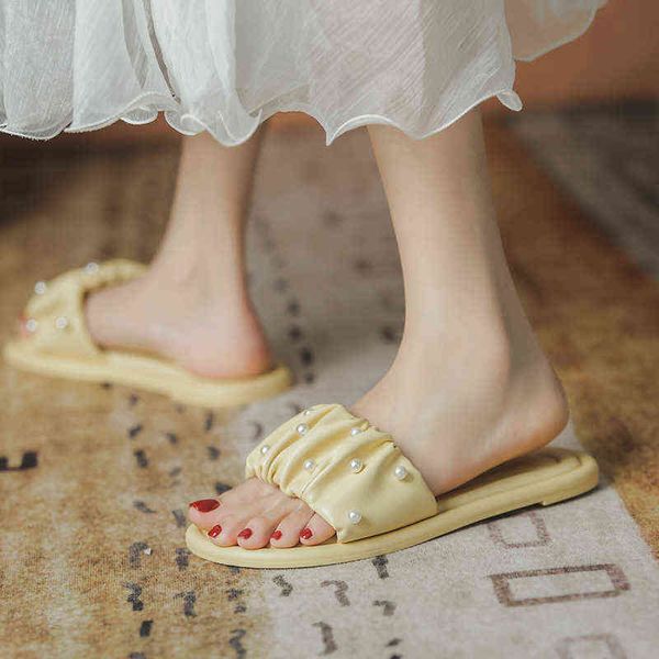summer women sandals shoes fashion non-slip slides candy colors pearl folds holiday beac luxury designer soft sandals y220412, Black
summer women sandals shoes fashion non-slip slides candy colors pearl folds holiday beac luxury designer soft sandals y220412, Black