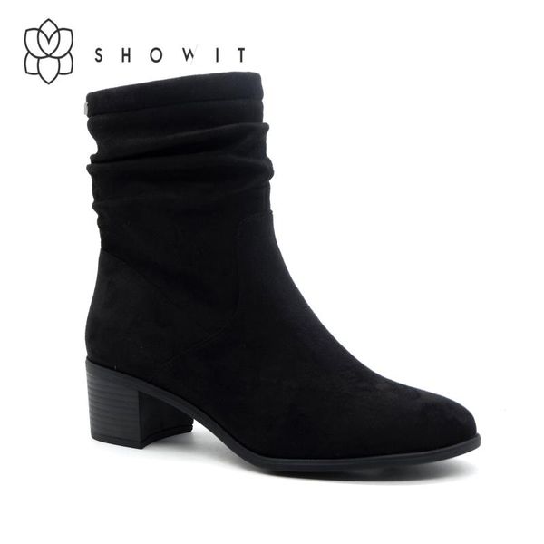 boots arrival fashion-savvy black pleated style women's boot hoof heel middle ankle with round toe zip soft shoes
boots arrival fashion-savvy black pleated style women's boot hoof heel middle ankle with round toe zip soft shoes