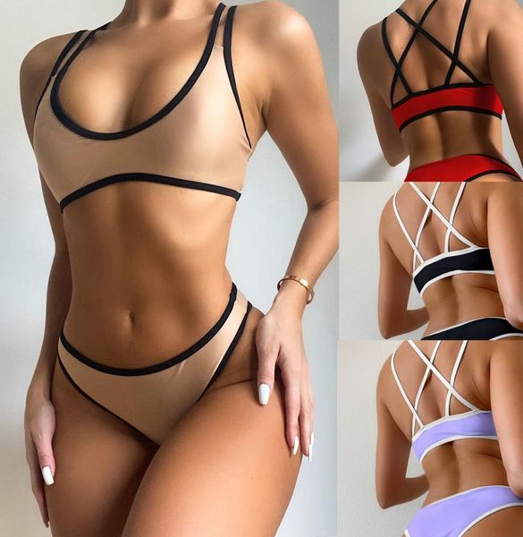 women's swimwear women swimsuit solid color bikini set 2piece cross bandage sling nylon low waist push up beachwear forwarding, White;black
women's swimwear women swimsuit solid color bikini set 2piece cross bandage sling nylon low waist push up beachwear forwarding, White;black