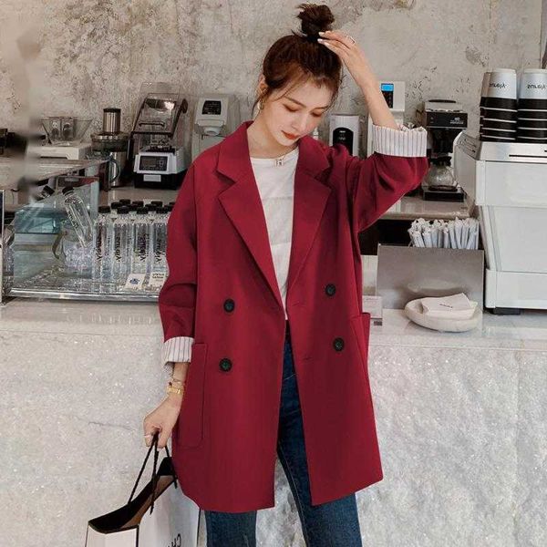 autumn fashion elegant solid double-breasted korean style loose mid-length small suit jacket for women women's suits & blazers, White;black
autumn fashion elegant solid double-breasted korean style loose mid-length small suit jacket for women women's suits & blazers, White;black