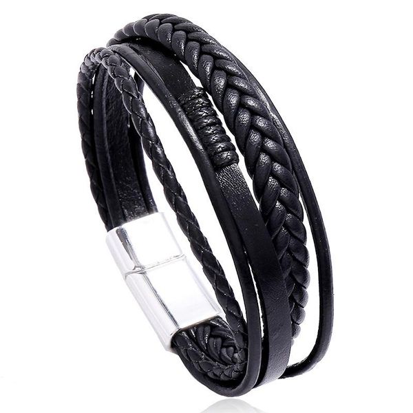 style multi-layer hand-woven alloy buckle men's leather bracelet br0004 bangle, Black
style multi-layer hand-woven alloy buckle men's leather bracelet br0004 bangle, Black