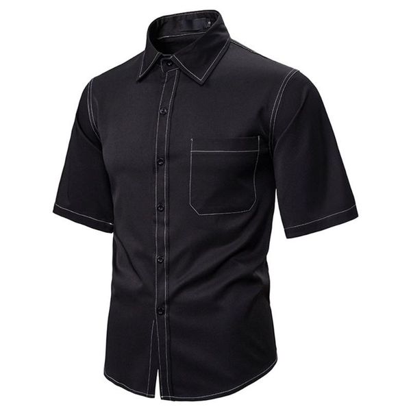 men's casual shirts black white men short sleeve summer 2021 slim fit fashion streetwear blouse plus size man clothes, White;black
men's casual shirts black white men short sleeve summer 2021 slim fit fashion streetwear blouse plus size man clothes, White;black