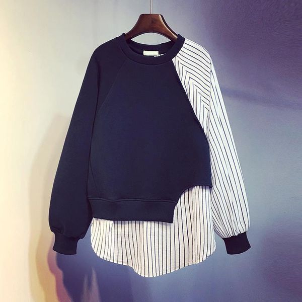 loose fit striped spliced hit color sweatshirt round neck long sleeve women big size fashion spring autumn 2021 women's hoodies & sweat, Black
loose fit striped spliced hit color sweatshirt round neck long sleeve women big size fashion spring autumn 2021 women's hoodies & sweat, Black