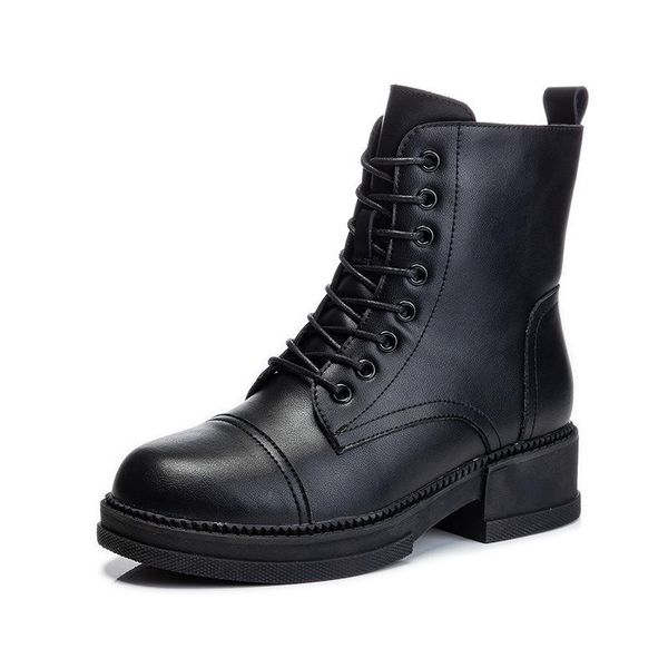 boots women autumn and winter thick heel british style leather mid tube plush front lace up women's, Black
boots women autumn and winter thick heel british style leather mid tube plush front lace up women's, Black