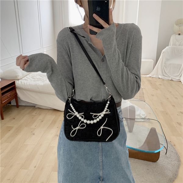 vintage bowknot women baguette underarm bag pearl chain cool girls purse handbags black pleated ladies shoulder crossbody bags l
vintage bowknot women baguette underarm bag pearl chain cool girls purse handbags black pleated ladies shoulder crossbody bags l