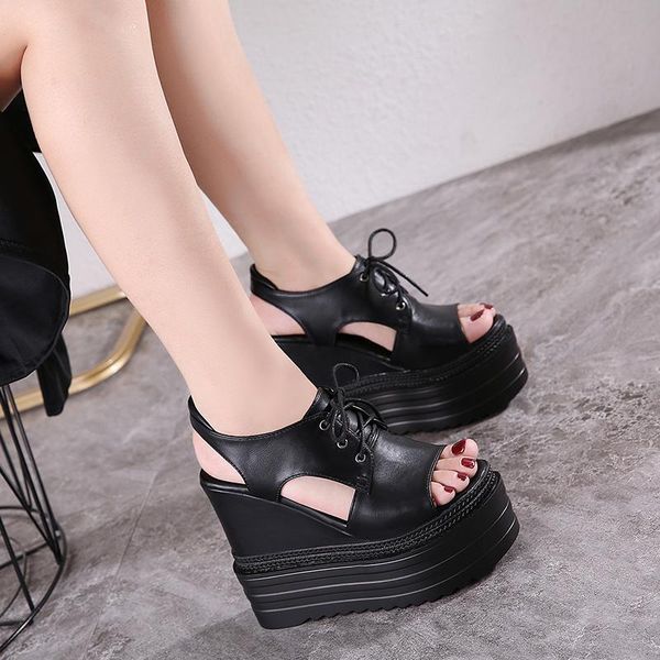 european wedges with high-heeled sandals women 13cm muffin thick-bottom mesh fish mouth internal cool boots women's shoes, Black
european wedges with high-heeled sandals women 13cm muffin thick-bottom mesh fish mouth internal cool boots women's shoes, Black