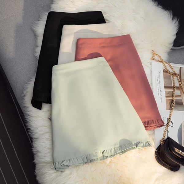 solid a line mini women skirts slim chic sweet ruffles for designer streetwear, Black
solid a line mini women skirts slim chic sweet ruffles for designer streetwear, Black