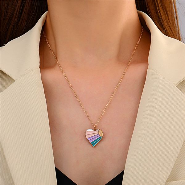 women colorful heart pendant necklaces business suit dress gold clavicle chain european oil drop lover's gift necklace valentine's, Silver
women colorful heart pendant necklaces business suit dress gold clavicle chain european oil drop lover's gift necklace valentine's, Silver
