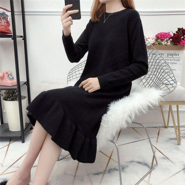casual dresses woman dress autumn winter woolen skirt female long pullover tails loose lotus leaf knitted backing dress women str, Black;gray
casual dresses woman dress autumn winter woolen skirt female long pullover tails loose lotus leaf knitted backing dress women str, Black;gray