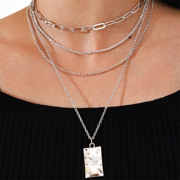 4pcs/set retro women necklaces set rectangular printing pendant clavicle chain necklace simple wedding party jewelry chokers, Golden;silver
4pcs/set retro women necklaces set rectangular printing pendant clavicle chain necklace simple wedding party jewelry chokers, Golden;silver