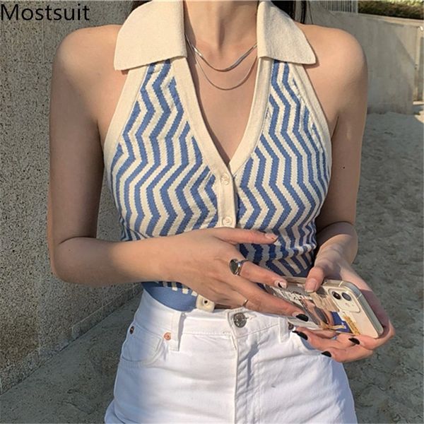 blue striped knitted camis tanks women summer sleeveless v-neck single-breasted crop backless ladies t shirt tees 210514, White
blue striped knitted camis tanks women summer sleeveless v-neck single-breasted crop backless ladies t shirt tees 210514, White