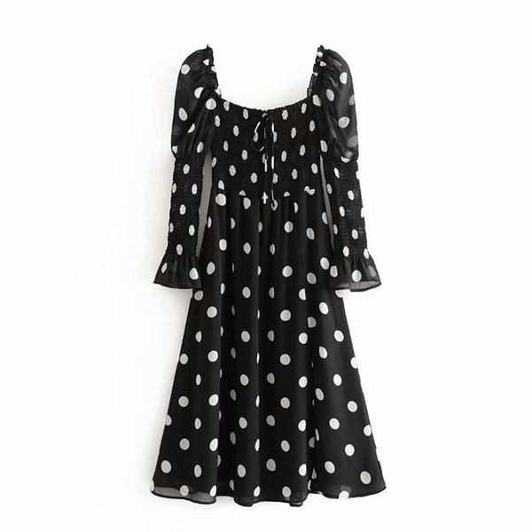 casual dresses 2021 spring women's square collar long sleeve french retro simple polka dot temperament slit open thin dress, Black;gray
casual dresses 2021 spring women's square collar long sleeve french retro simple polka dot temperament slit open thin dress, Black;gray
