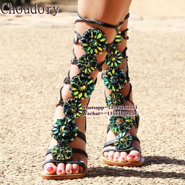 luxury rhinestone sandals woman crystal gladiator sandal women knee high boots snake flat rome shoes summer, Black
luxury rhinestone sandals woman crystal gladiator sandal women knee high boots snake flat rome shoes summer, Black