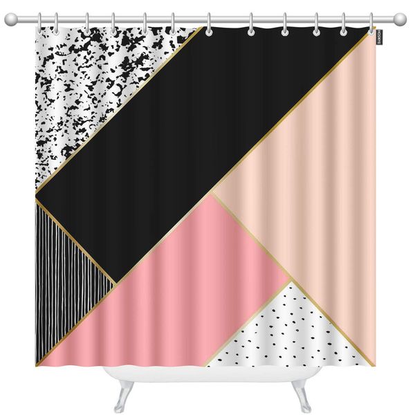 abstract geometric extra long fabric shower curtain 72 x 96 inch lines, dots texture black, white, gold and pastel pink shower
abstract geometric extra long fabric shower curtain 72 x 96 inch lines, dots texture black, white, gold and pastel pink shower